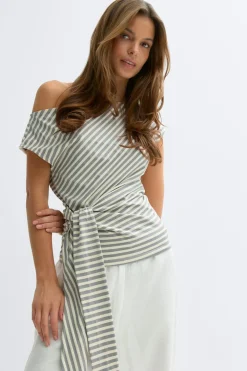 Gina Tricot Tie detai tripe top Grå Online