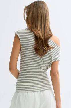 Gina Tricot Tie detai tripe top Grå Online