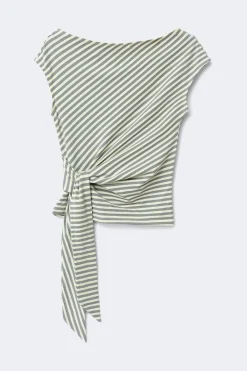Gina Tricot Tie detai tripe top Grå Online