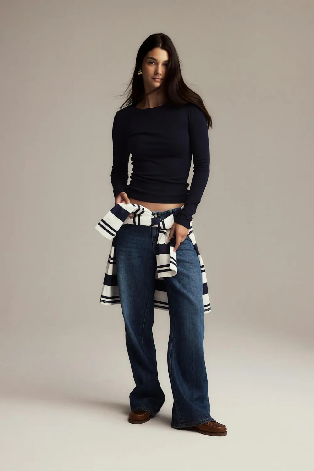 Gina Tricot Tight fit ong eeve top Blå