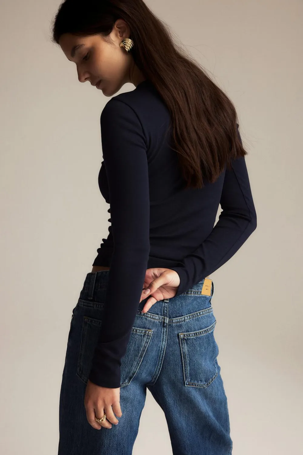 Gina Tricot Tight fit ong eeve top Blå