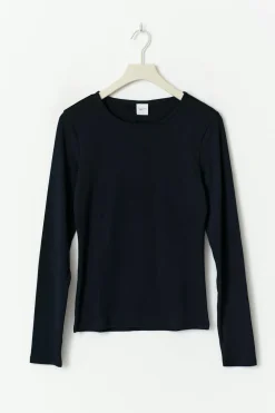 Gina Tricot Tight fit ong eeve top Blå