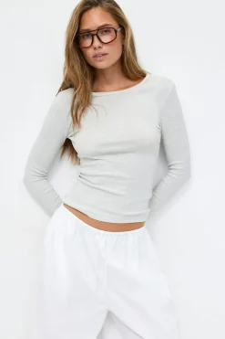 Gina Tricot Tight fit ong eeve top Grå Hot