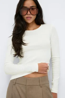 Gina Tricot Tight fit ong eeve top Hvit Online
