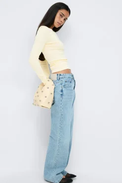 Gina Tricot Tight fit ong eeve top Gul Hot