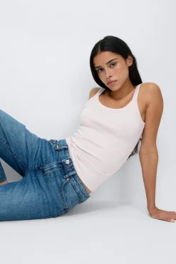 Gina Tricot Tight fit rib inget Lilla Sale