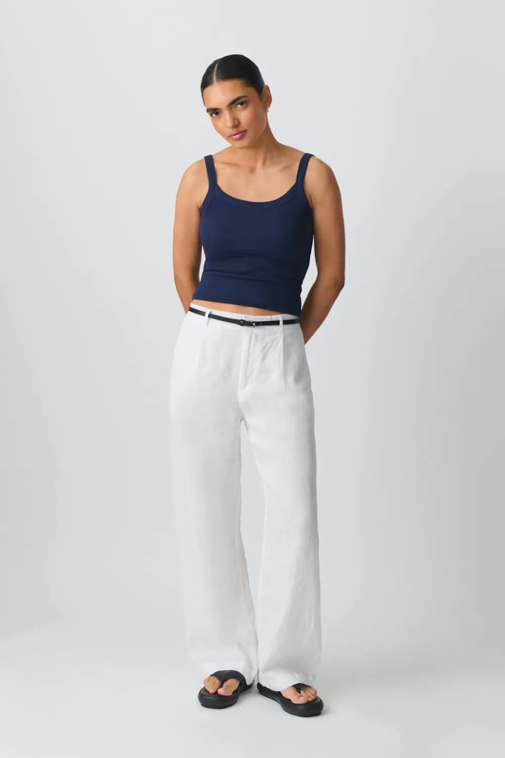 Gina Tricot Tight fit rib inget Blå Clearance
