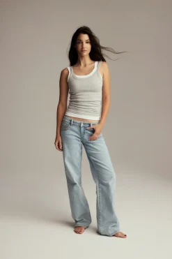 Gina Tricot Tight fit rib inget Grå New