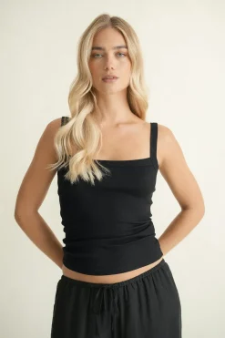 Gina Tricot Tight fit rib inget Svart New