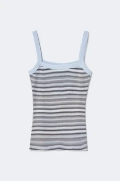 Gina Tricot Tight fit rib inget Blå Outlet
