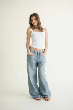 Gina Tricot Tight fit rib inget Hvit Outlet