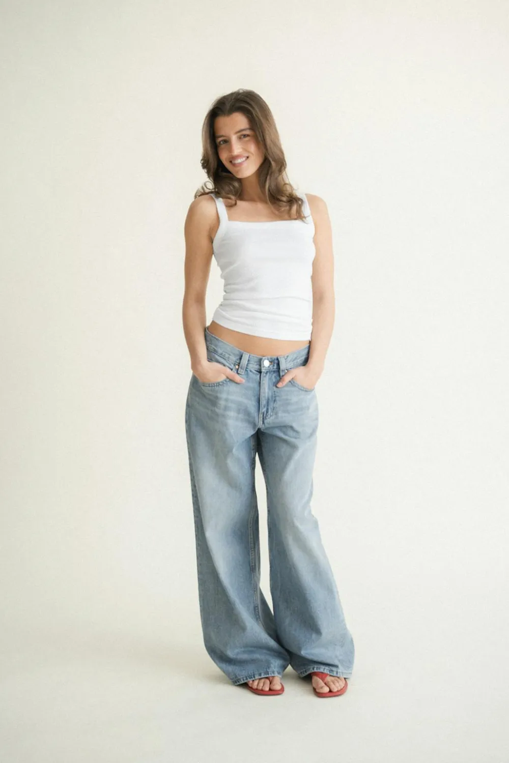 Gina Tricot Tight fit rib inget Hvit Outlet