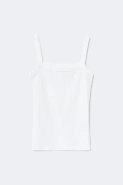 Gina Tricot Tight fit rib inget Hvit Outlet