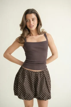 Gina Tricot Tight fit rib inget Brun Clearance
