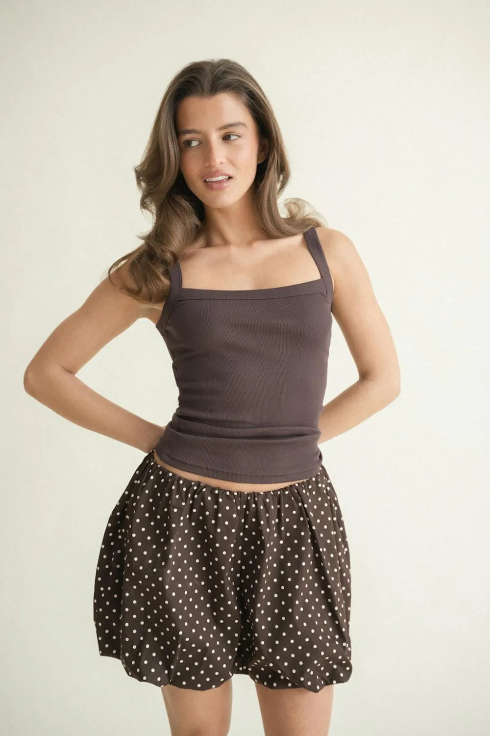 Gina Tricot Tight fit rib inget Brun Clearance