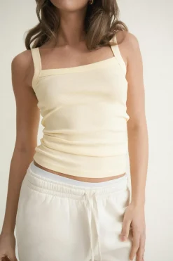 Gina Tricot Tight fit rib inget Gul Clearance