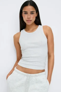 Gina Tricot Tight fit rib tank Grå