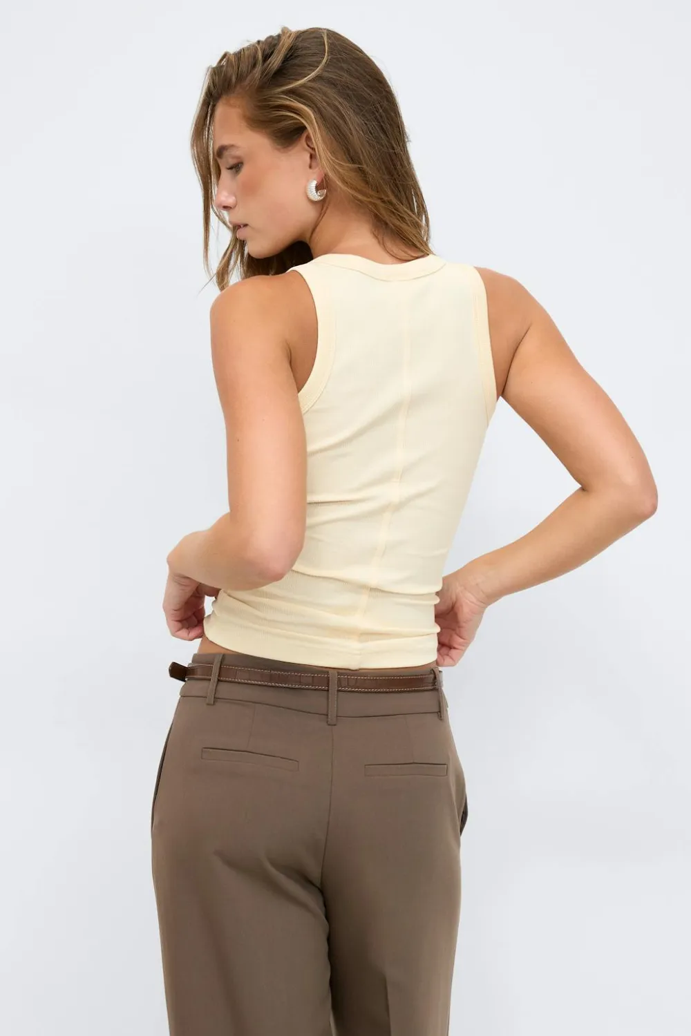 Gina Tricot Tight fit rib tank Gul Discount