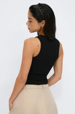 Gina Tricot Tight fit rib tank Svart