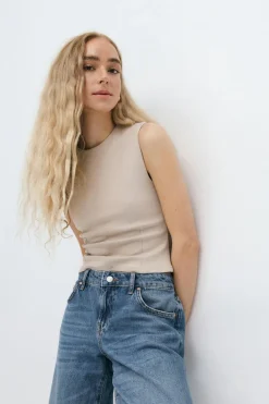 Gina Tricot Tight top Beige Discount