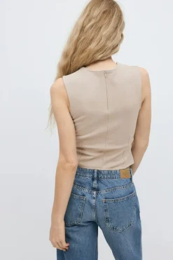 Gina Tricot Tight top Beige Discount