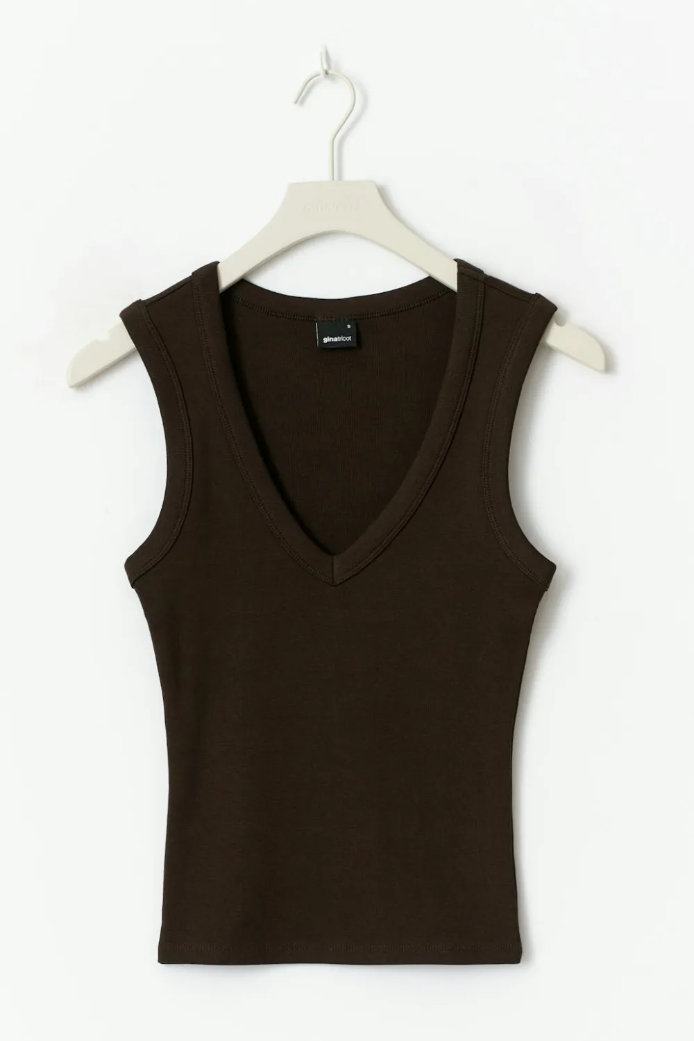 Gina Tricot Tight v-neck rib tank Brun Hot