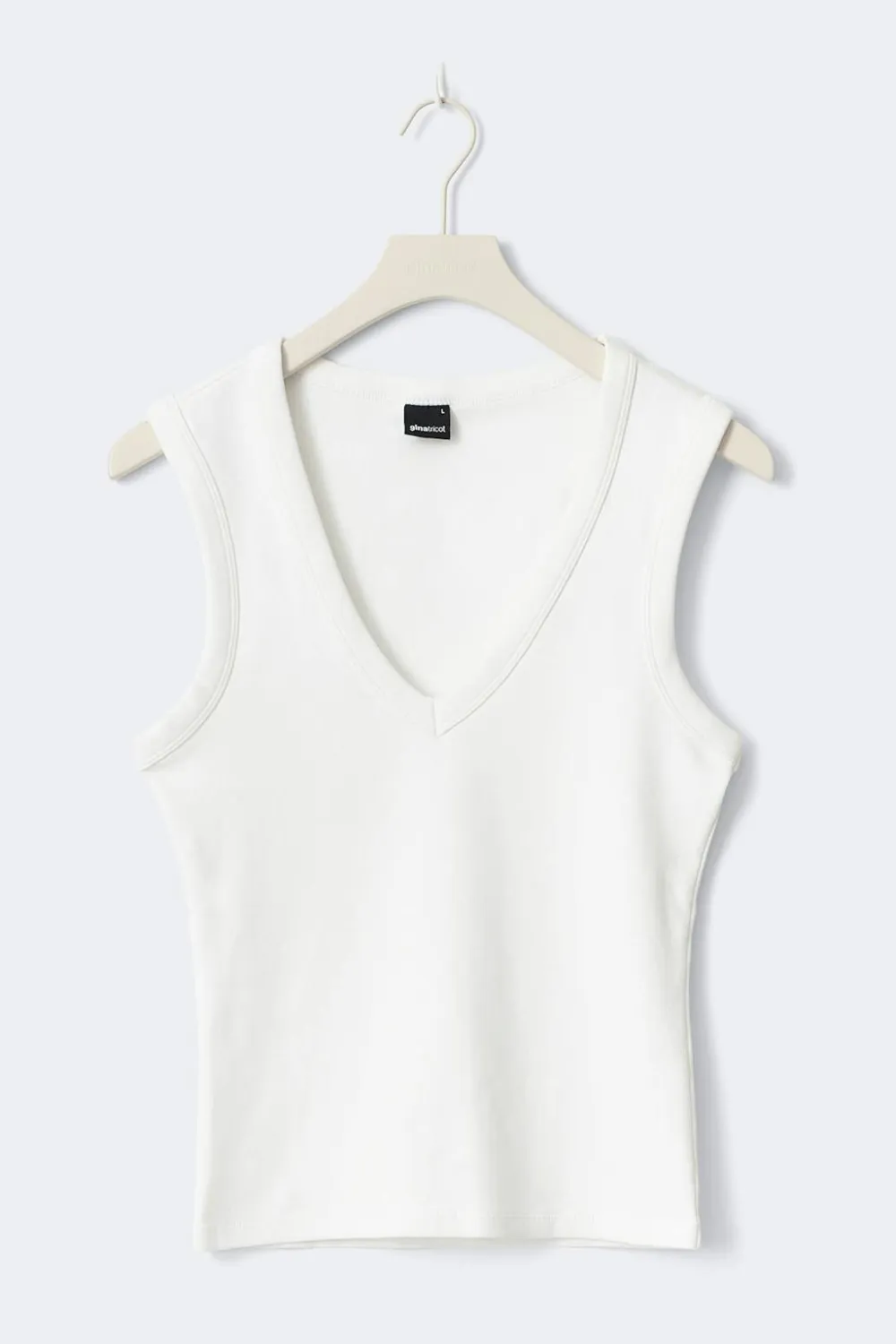 Gina Tricot Tight v-neck rib tank Hvit Discount