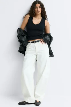 Gina Tricot Tight v-neck rib tank Svart Hot