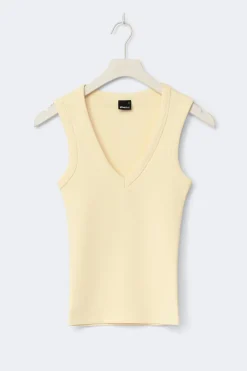 Gina Tricot Tight v-neck rib tank Gul