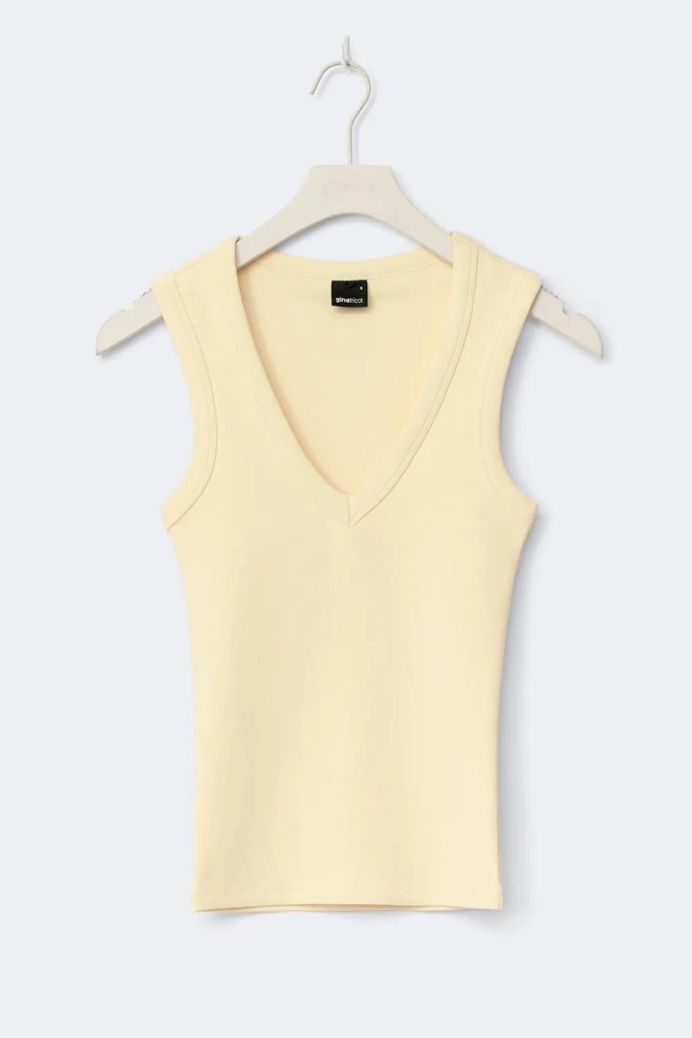 Gina Tricot Tight v-neck rib tank Gul