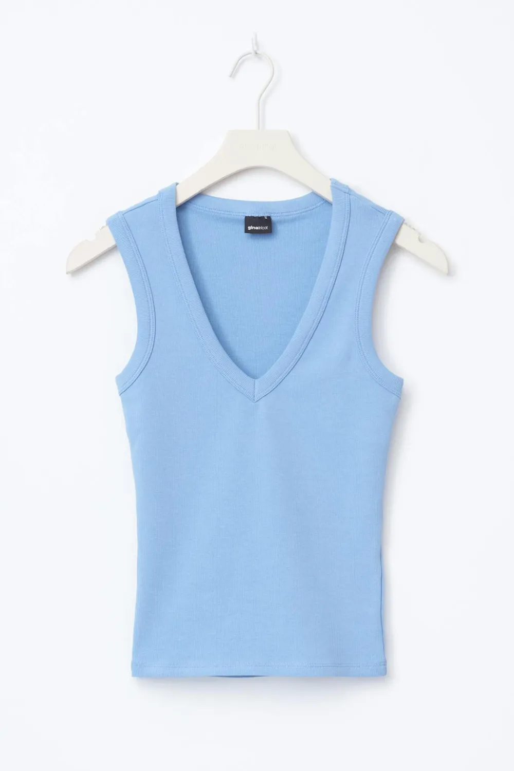 Gina Tricot Tight v-neck rib tank Blå Best