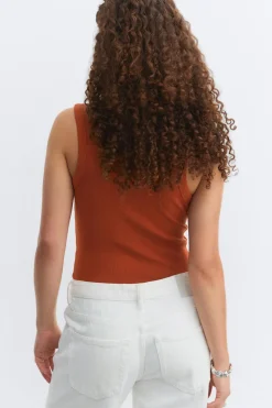 Gina Tricot Tight v-neck rib tank Rød Hot