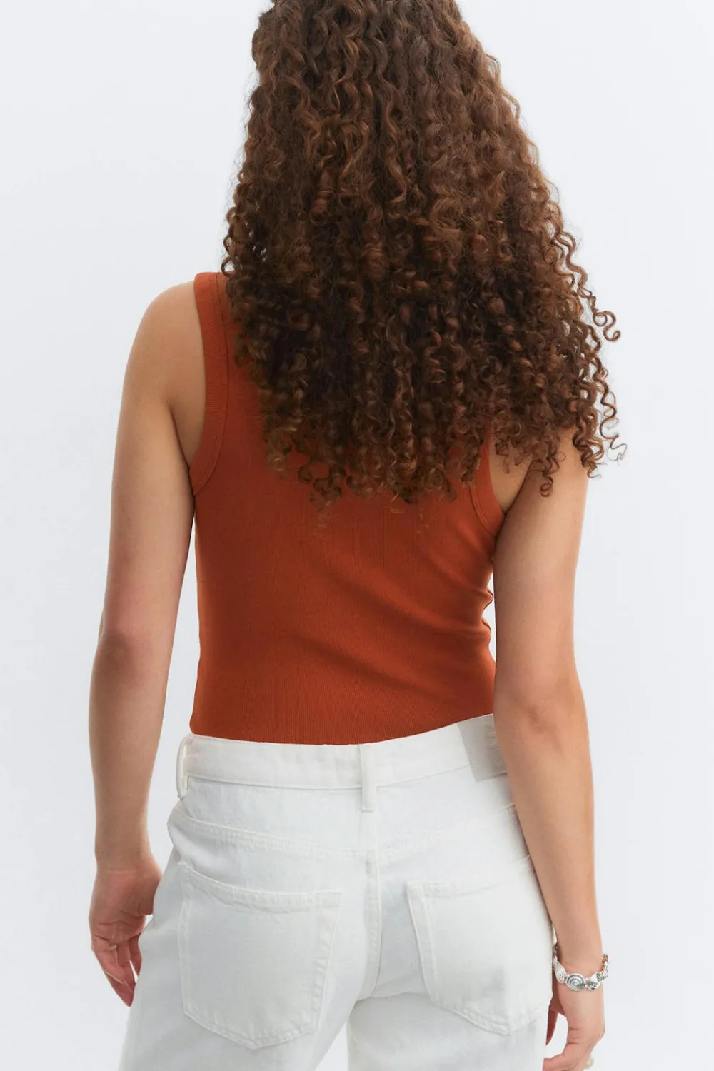 Gina Tricot Tight v-neck rib tank Rød Hot
