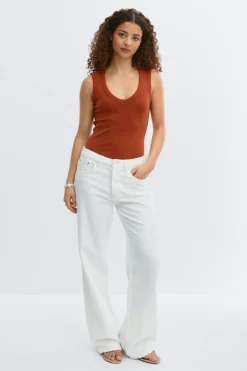 Gina Tricot Tight v-neck rib tank Rød Hot