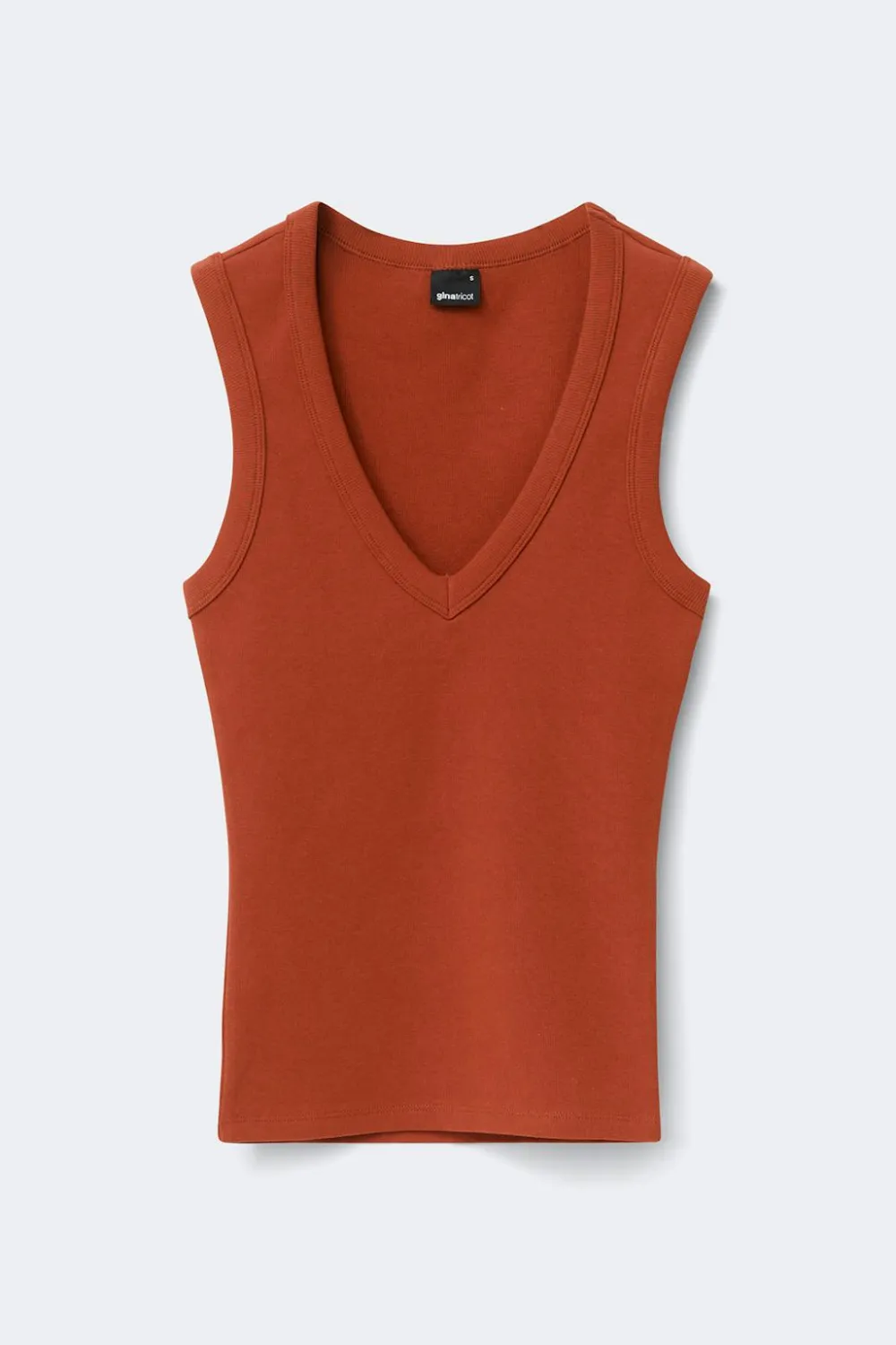 Gina Tricot Tight v-neck rib tank Rød Hot