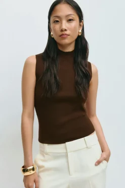 Gina Tricot Turteneck knitted top Brun Discount