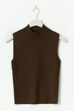 Gina Tricot Turteneck knitted top Brun Discount