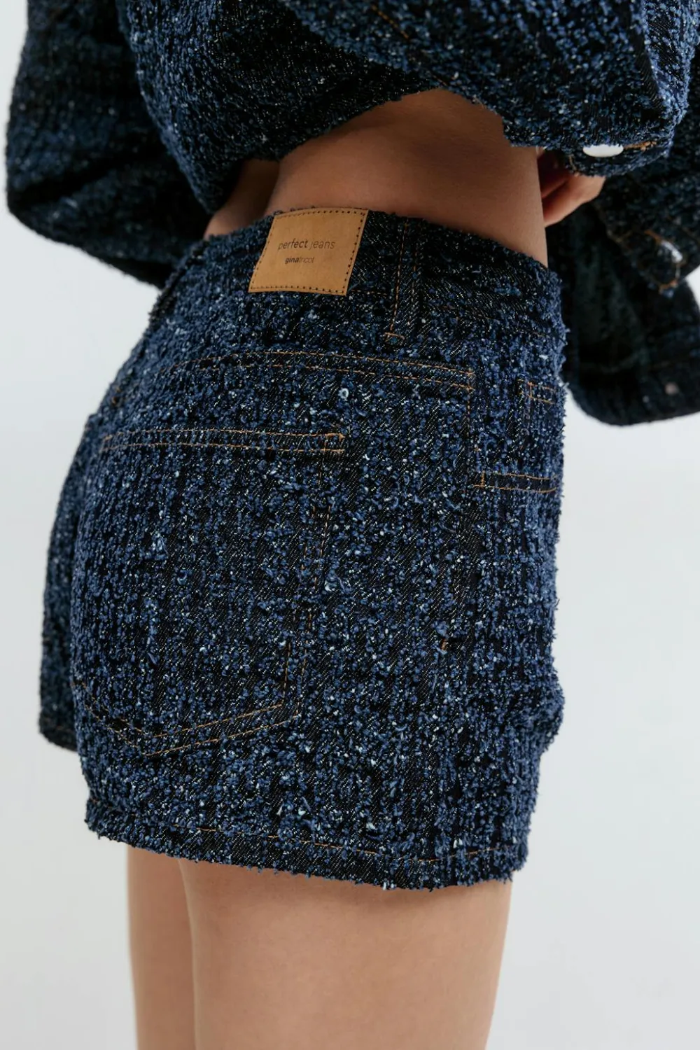 Gina Tricot Tweed denim shorts Blå Online