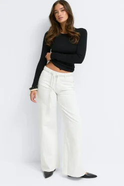 Gina Tricot Twisted wide jeans Hvit Sale