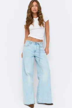 Gina Tricot Twisted wide jeans Blå Best