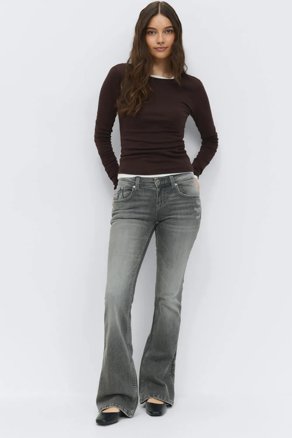 Gina Tricot Ultra low bootcut jeans Svart Outlet