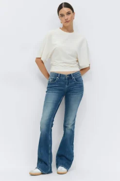 Gina Tricot Ultra low bootcut jeans Blå Clearance