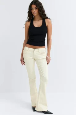 Gina Tricot Ultra low bootcut jeans Hvit Clearance