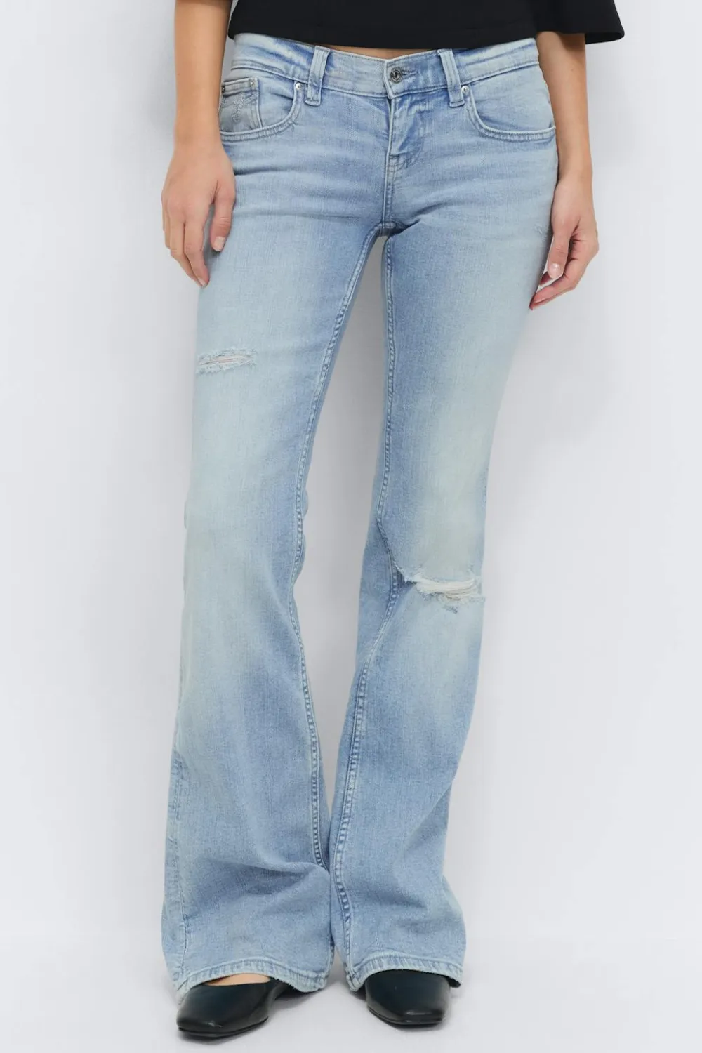 Gina Tricot Ultra low bootcut jeans Blå Sale