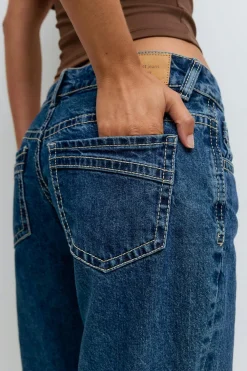 Gina Tricot Ultra low wide jeans Blå Outlet