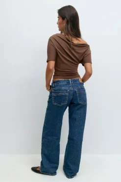 Gina Tricot Ultra low wide jeans Blå Outlet