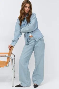 Gina Tricot Ultra low wide jeans Blå New