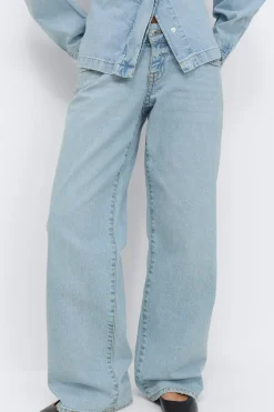Gina Tricot Ultra low wide jeans Blå New