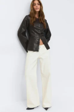 Gina Tricot Ultra low wide jeans Hvit Hot