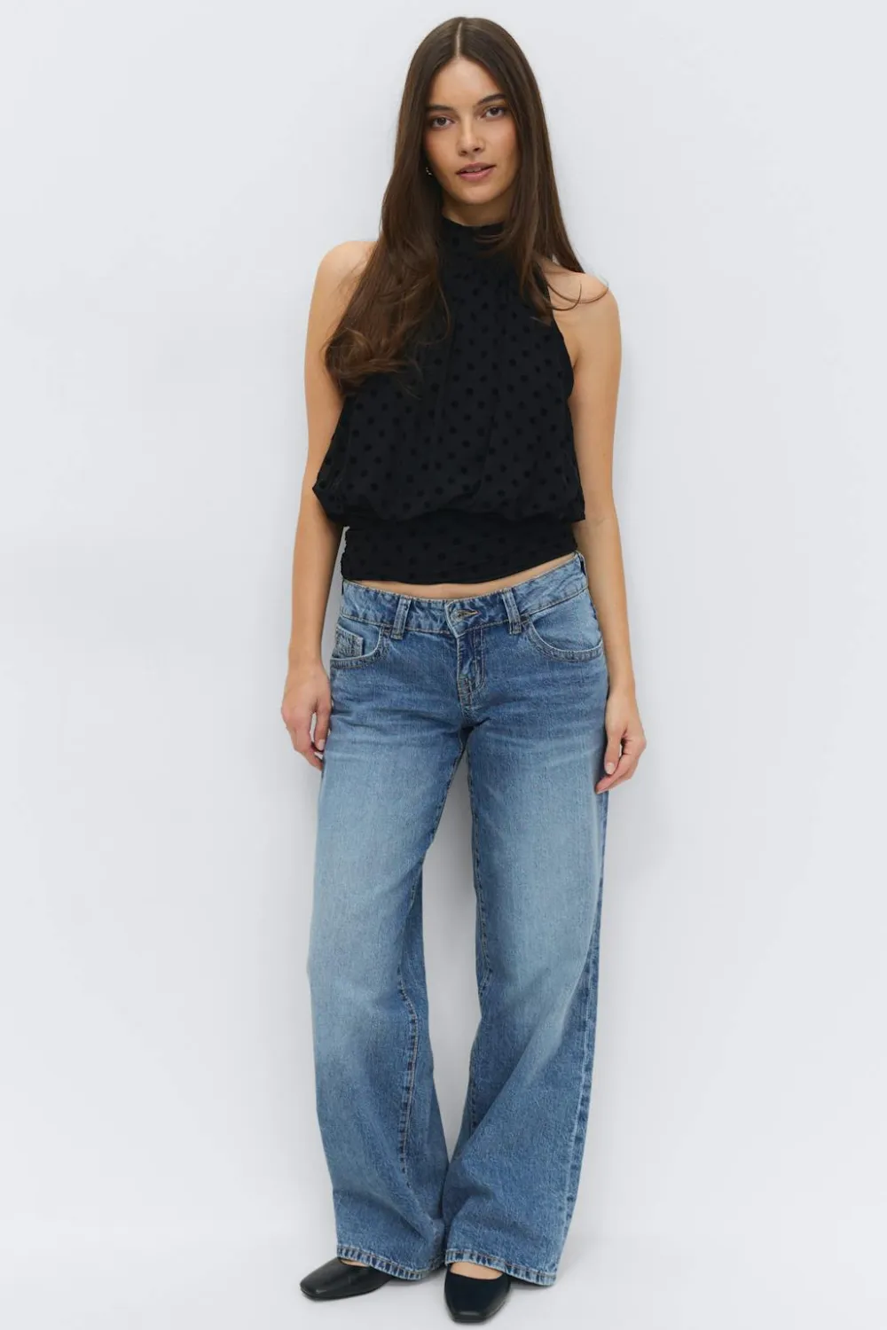 Gina Tricot Ultra low wide jeans Blå Discount